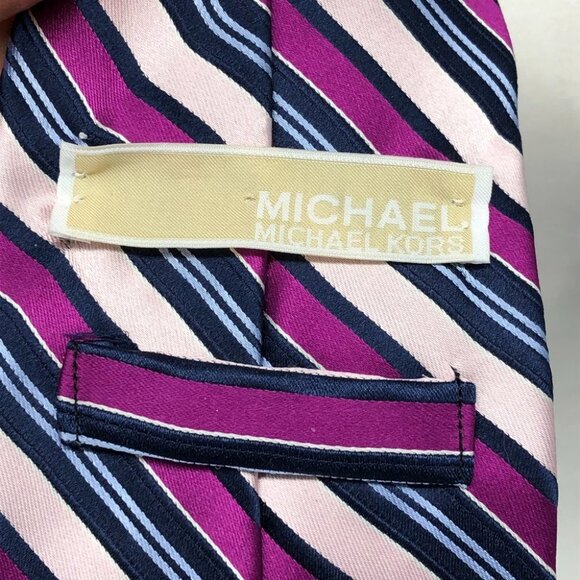 Michael Michael Kors Purple & Pink Multicolor Striped Silk Tie - Picture 5 of 9